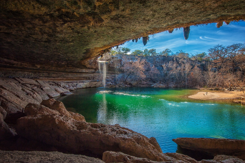 rocks, caves, sky, grottoes, 1080P, Lake