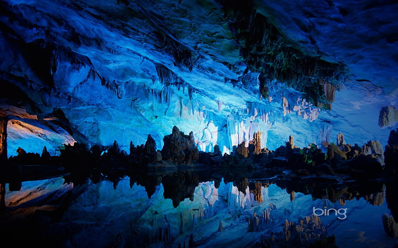 groto, bing, windows7theme, 1080P, blue, grotto, best, 3d and abstract