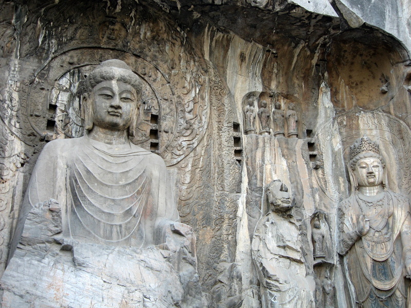 built structure, buddha, religion, carving, no people, idol, belief, stone, gray, human representation, longman grottoes, history, gautama, old, spirituality