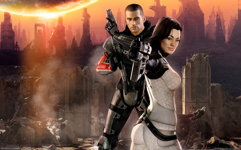 fire - Natural Phenomenon, communication, waist up, technology, guns, Miranda Lawson, men, architecture, holding, aggression, weapon, horror