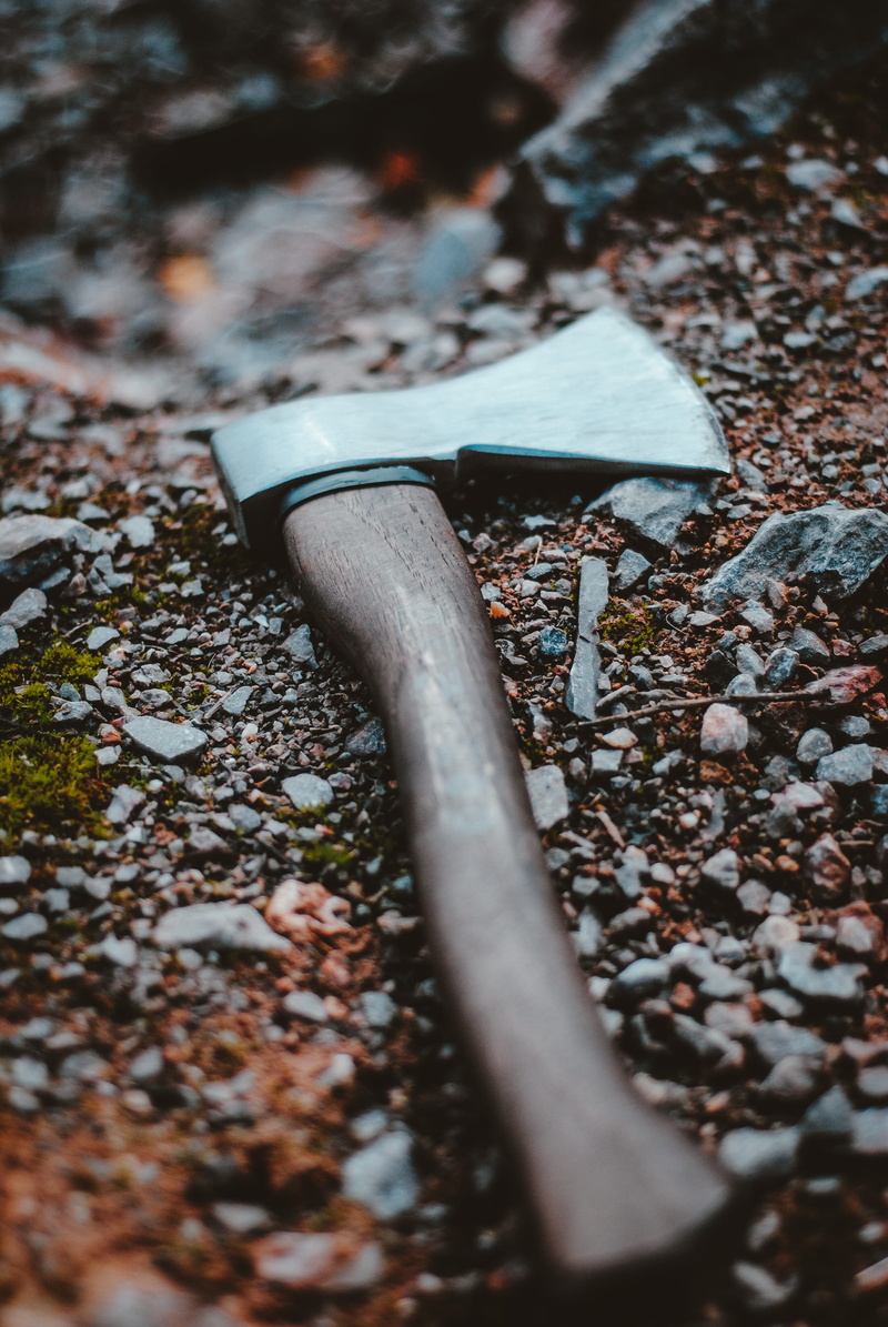 sharp, nature, metal, ground, selective focus, tool, selective, high angle view, forest, wood - material, rusty, day, ax, 4K, hand tool, axe, leaf, lumberjack