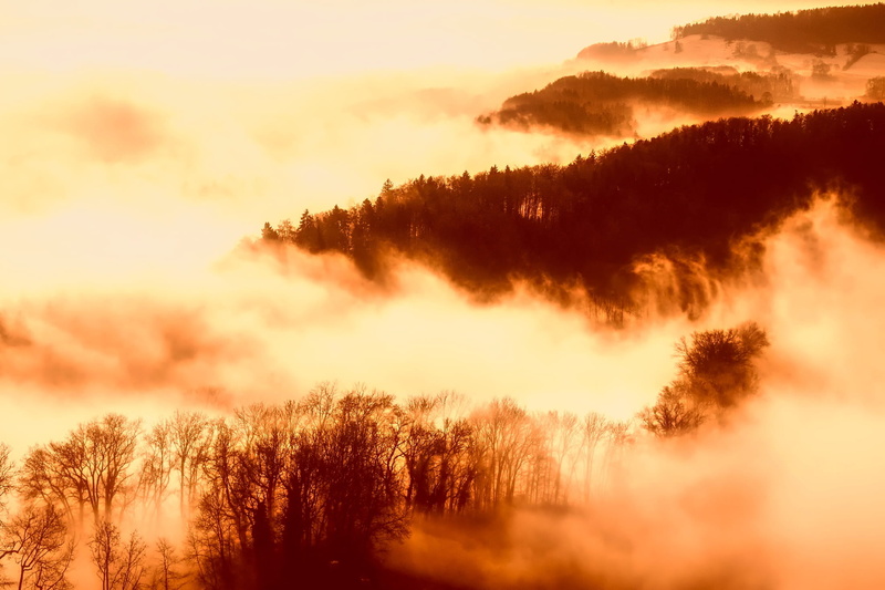 backgrounds, land, clouds, dawn, nature, scenics - nature, beautiful, dramatic sky, no people, mountains, environment, scenics, thick, orange color, wilderness