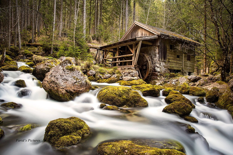day, stream - flowing water, non-urban scene, watermills, scenics - nature, motion, tranquility, rock, rocks, wood house, outdoors, long exposure, nature