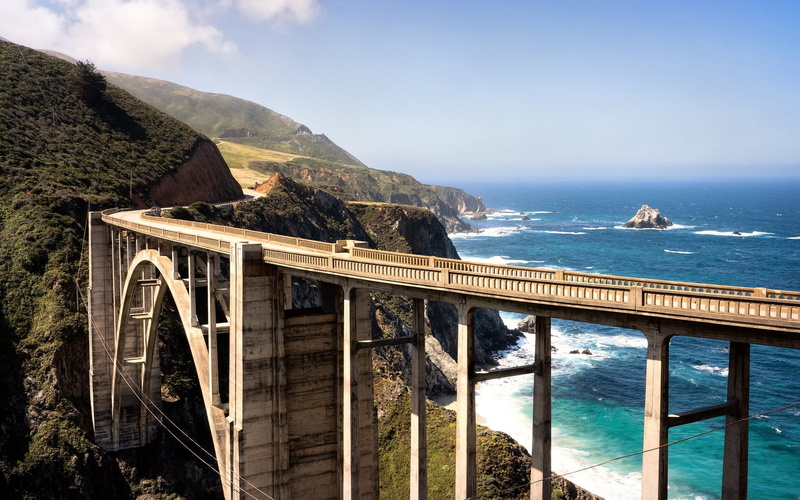 horizon, scenics - nature, 1080P, tranquil scene, railing, horizon over water, sea, architecture, day, built structure, rock - object, tranquility, nature