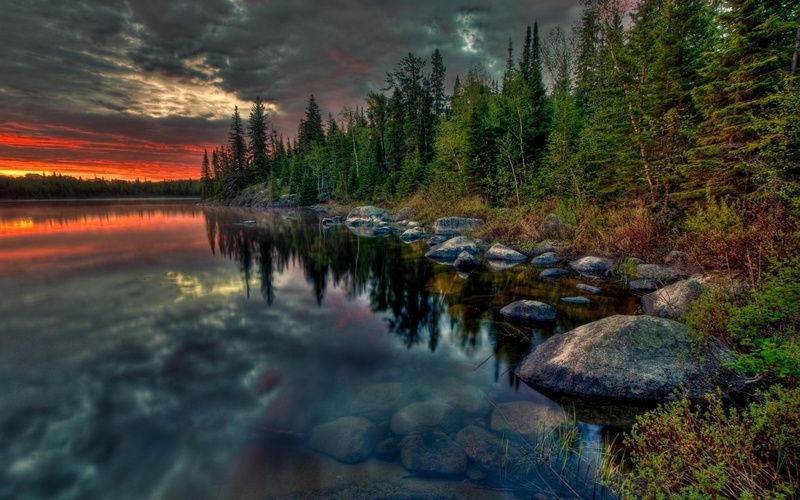 tree, no people, solid, sky, cloud - sky, reflection, rock - object, beauty in nature, plant, tranquility, tranquil scene, rock, widescreen high resolution nature hd images 1920x1200