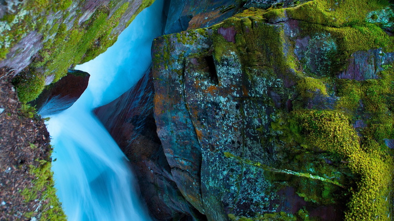power in nature, 1080P, rock, waterfall, plant, land, moss, motion, nature, flowing water, outdoors, rock formation, water, pc  nature beauty 2048x1152