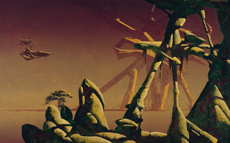 art and craft, representation, architecture, toy, sky, plant, creativity, built structure, sculpture, indoors, roger dean rock formation fantasy art, no people