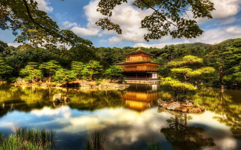 travel Destinations, cloud - Sky, nature, famous Place, tree, outdoors, history, summer, beauty In Nature, ancient, japan, temple - Building, formal Garden