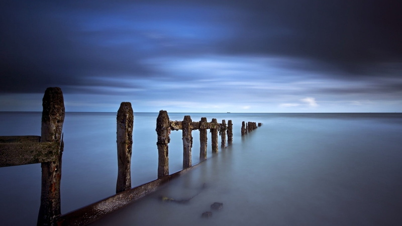 water, coastline, travel Destinations, mist, 1080P, pier, outdoors, wooden Post, post, beauty In Nature, wooden, sky, horizon Over Water, cloud - Sky
