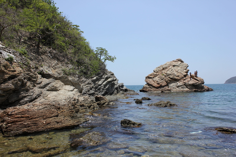 day, water, rock - object, solid, marta, tranquility, cliff, blue, colombia, clear sky, land, 5K, beach, sky, tree, rock, eroded, no people, outdoors