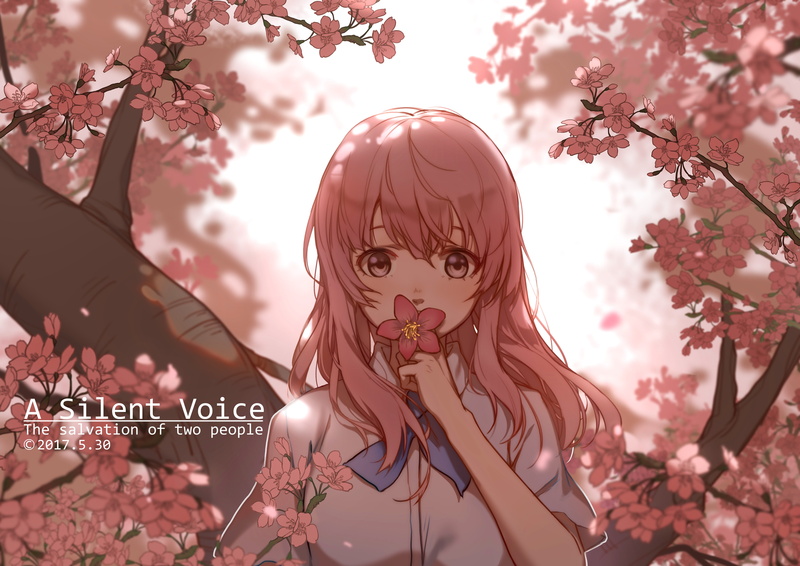 nature, art and craft, festival, flowering plant, human representation, 4K, focus on foreground, koe no katachi, outdoors, pink hair, representation, fragility
