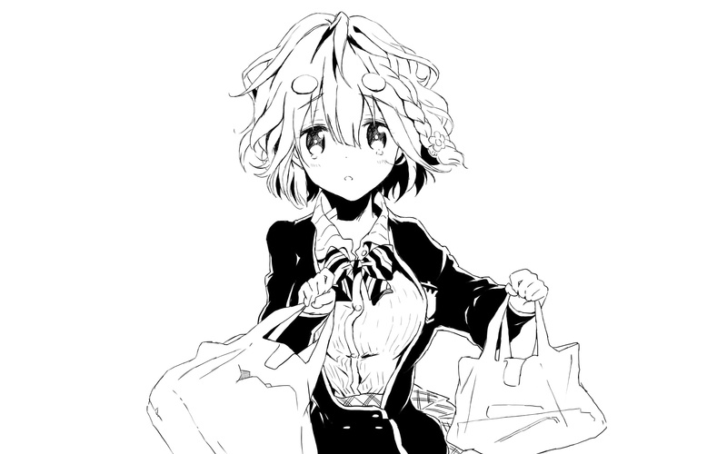male likeness, Yoshino Koiwai, human representation, front view, anime girls, illustration, no people, white background, black, girl, digital composite