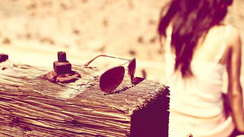 sunglasses, day, glasses, outdoors, hair, women, water, sunlight, adult, real people, wood - material, nature, fashion, one person, focus on foreground