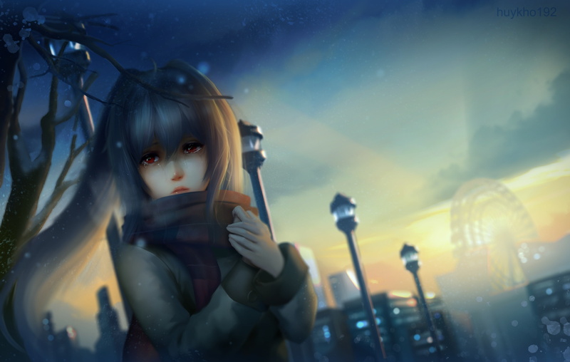 Plastic Memories, anime, tears, 2K, original characters, Isla, anime girls, crying, scarf