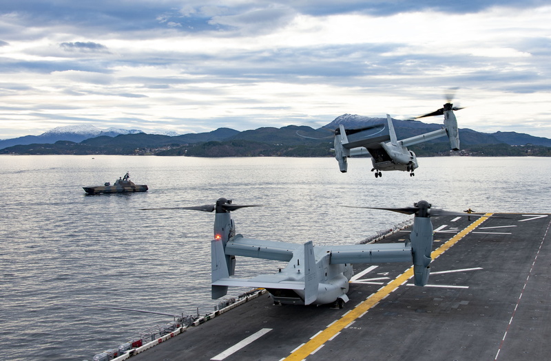 The tiltrotor, Sea, 2K, US Marine Corps, MV-22B Osprey, HNoMS Storm (P961), US NAVY, USS Iwo Jima (LHD 7), Norwegian Navy, The Norwegian sea