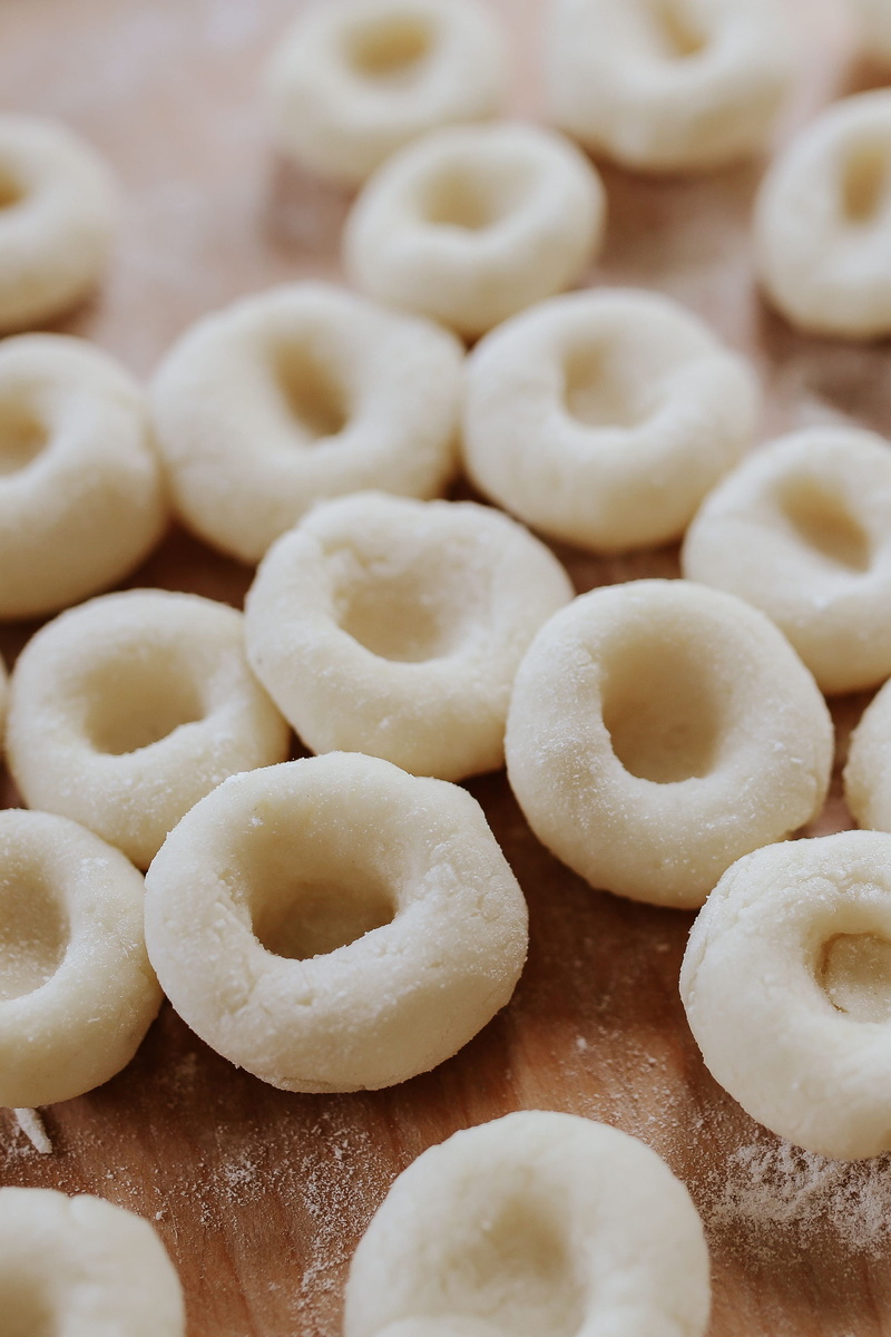 gourmet, still life, shape, preparation, food, indulgence, l, no People, Polish, baked, white noodles, design, indoors, Kluski Śląskie, powdered sugar