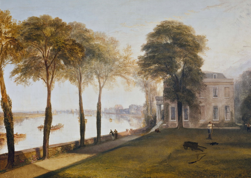 Early Summer Morning, 2K, picture, landscape, trees, house, river, Mortlake Terrace, William Turner