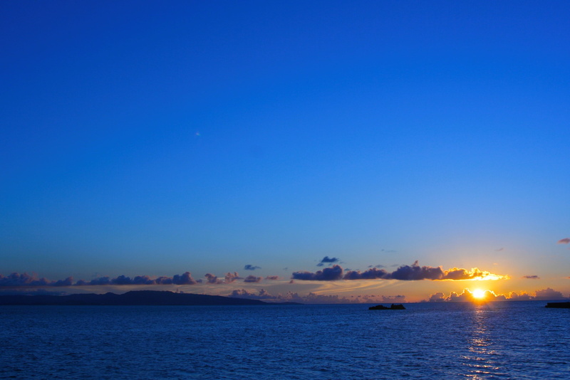 silence, japan, copy space, Sunset, no people, Sea, water, outdoors, waterfront, Marine Blue, mode of transportation, tranquility, scenics - nature, ishigaki island