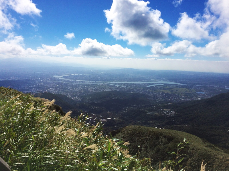 beauty in nature, scenics - nature, environment, Yangmingshan, day, Xiao, mountain, land, miscanthus, horizon, sky, tranquil scene, river basin, outdoors