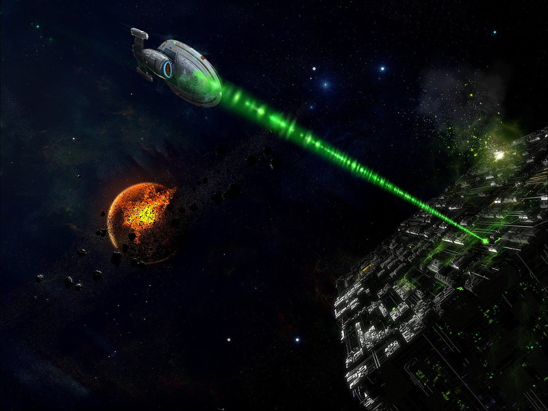 Federation, laser, nature, glowing, water, light - natural phenomenon, no people, Battle, Sci Fi, Borg (Star Trek), 720P, space, Destruction, green color