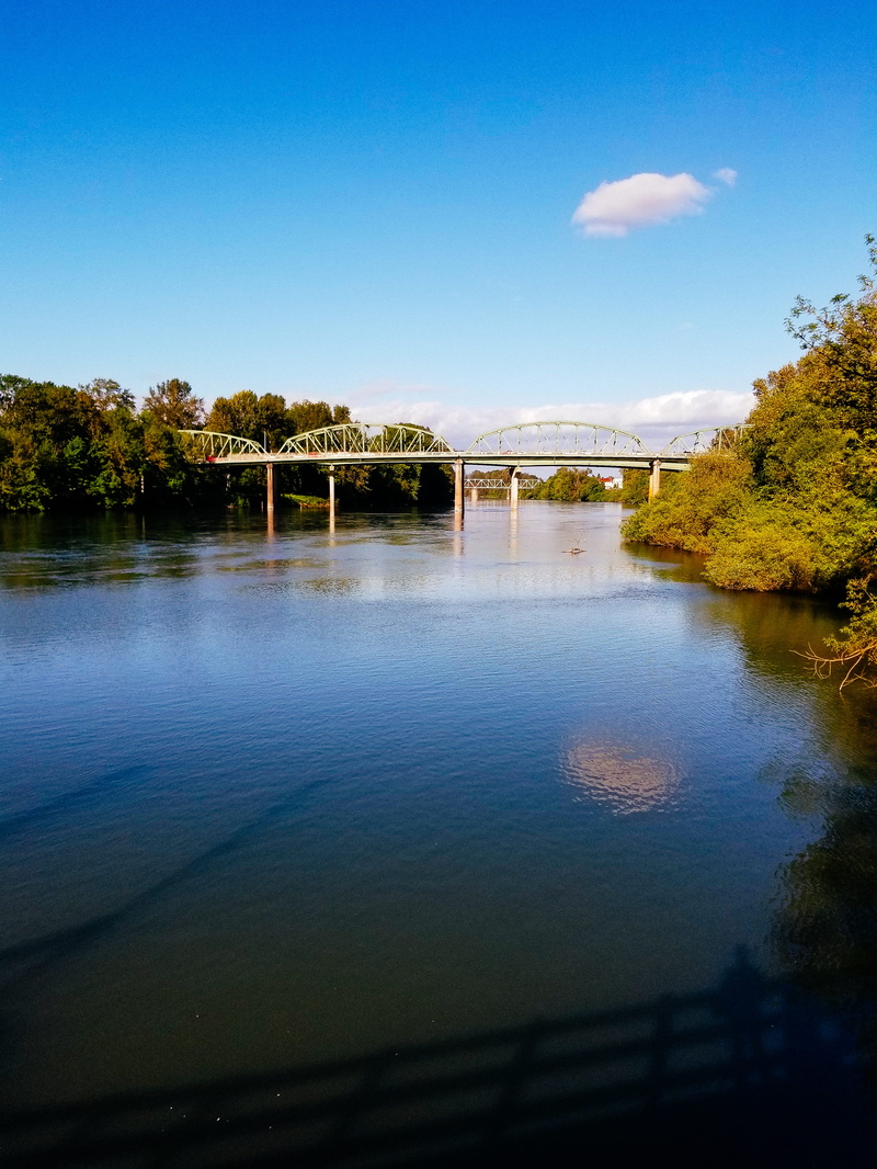 reflection, building, reservoir, canal, built structure, water, landscape, tree, dock, connection, pond, land, daytime, bridge, lake, clear sky, scenery