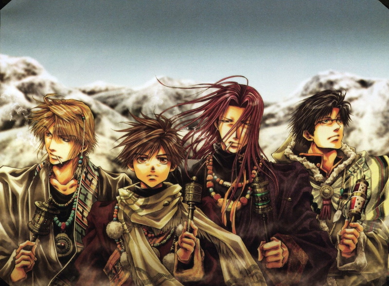 Sha Gojyo, Anime, Goku (Saiyuki), Genjo Sanzo, Saiyuki, 720P, Cho Hakkai