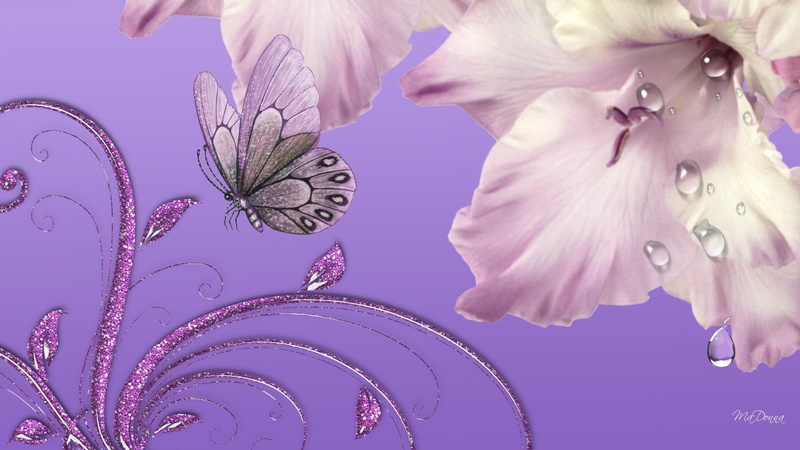 sparkle decoration, weep, nature and lands, butterfly, iris, 1080P, spring, weeps, purple, lavender, summer