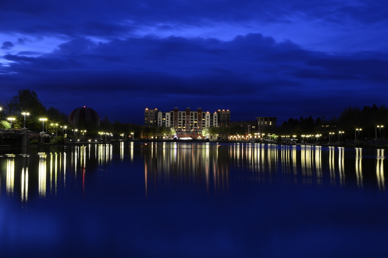 me my, night long, night, reflection, gear, york, 4K, water, hotel New York, long exposure, Hotel " New York, Disneyland resort Paris, dusk, Paris hotel