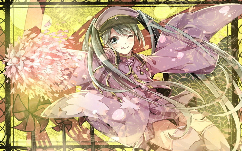 hatsune, clothes, hair, zakura, senbon, 720P, miku, green, vocaloid, japanese, uniforms