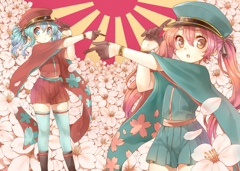 original, kaori, senbon zakura, aihara, hat, 720P, flowers, girls, momo, bako, thighhighs, rojiko, clothes, japanese, vocaloid