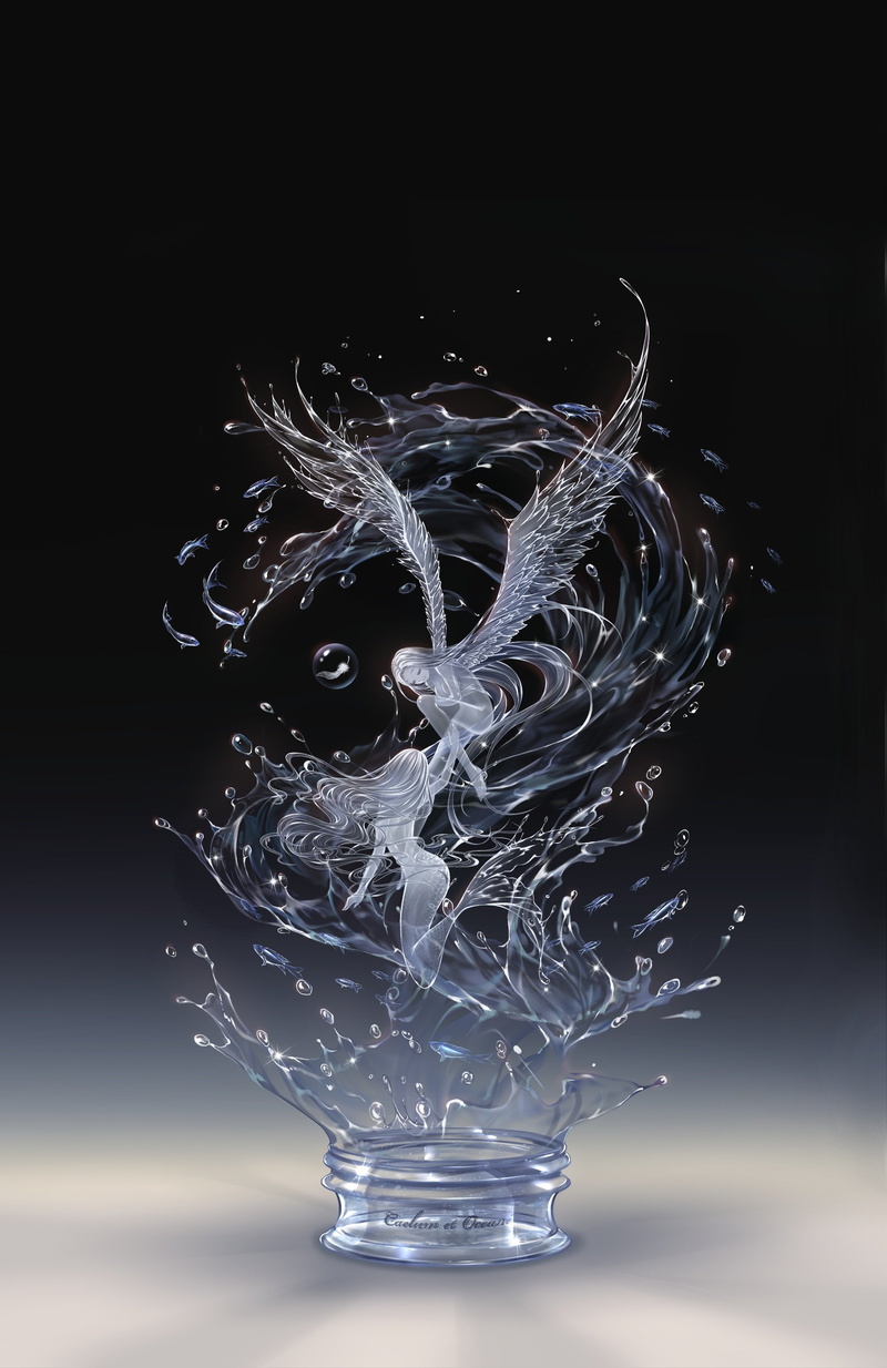 mermaid, angel, magic, anime, girl, water, fairy, 2K, beautiful