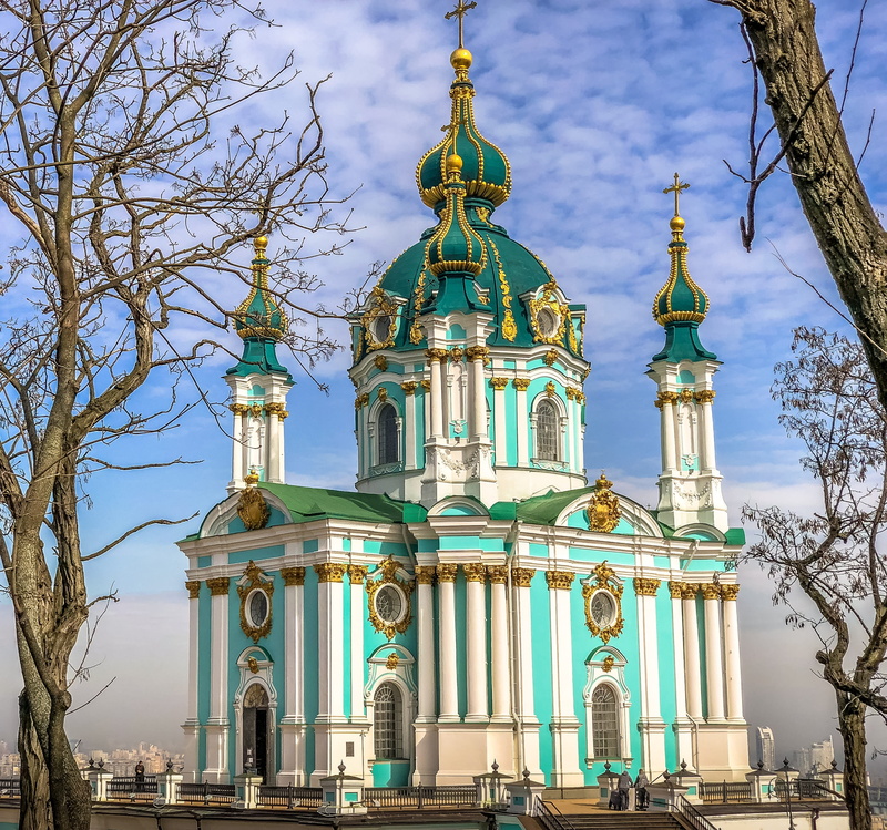 spire, panorama, old, ukraine, architecture, building exterior, belief, church, cross, tree, built structure, christianity, ornate, building, no people