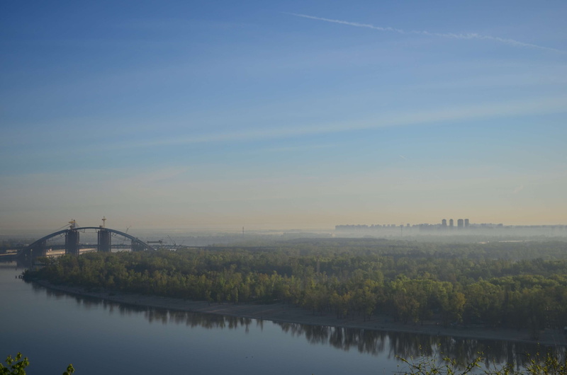bridge, built structure, sky, outdoors, city, kyiv, water, river, ukraine, kiev, no people, tranquility, 4K, nature, architecture, day, dnipro, reflection