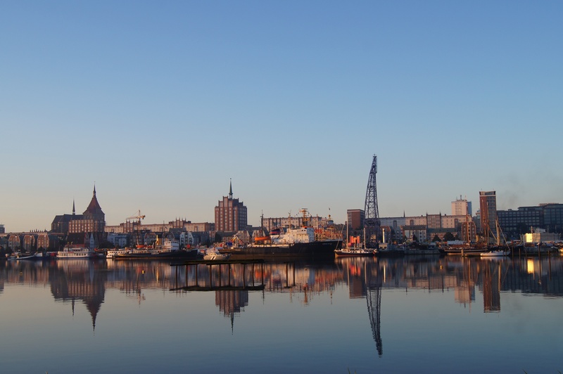 office building exterior, no people, cityscape, 4K, urban skyline, port, waterfront, body, structures, clear sky, reflection, dusk, beside, nature, architecture