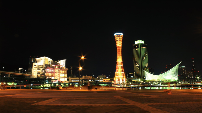 city, nature, urban, ports, built structure, night, illuminated, kobe (city), cityscape, no people, 4K, building exterior, tall - high, building, kobe port tower