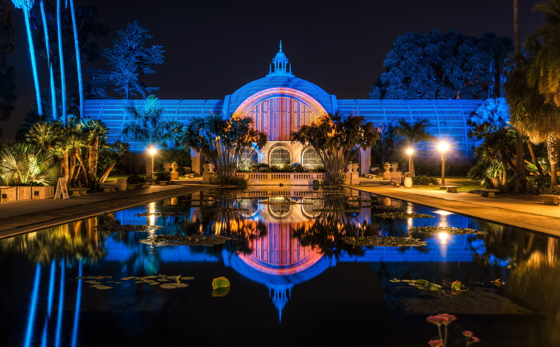travel destinations, built structure, tree, Lights, dome, Balboa, California, house, architecture, BotanicalBuilding, United States, brown, plant, no people