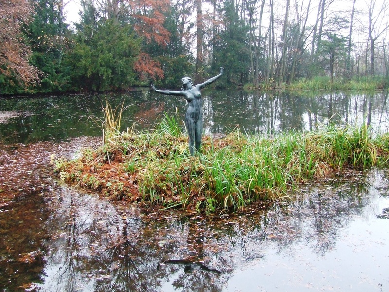 nature, lake, botanical szeged, critter, human representation, moisture, growth, beauty in nature, tranquil scene, sculpture, arboretum, forest, water