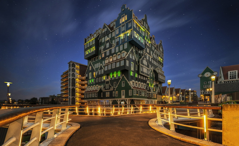 Netherlands, lights, Zaandam, night, 1080P, Holland
