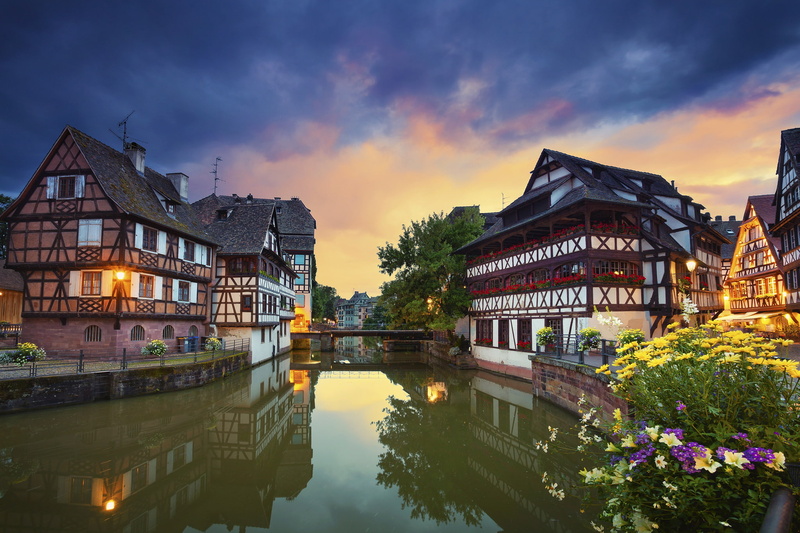 France, building, The Petite France Quarter, reflection, Pheasant bridge, Petite France, 1080P, Strasbourg, bridge, Bridge of the Pheasant, embankments