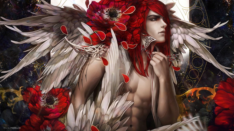 adult, wings, outdoors, flowering plant, red, mask - disguise, women, plant, one person, hairstyle, flower, lifestyles, real people, young adult, beauty in nature