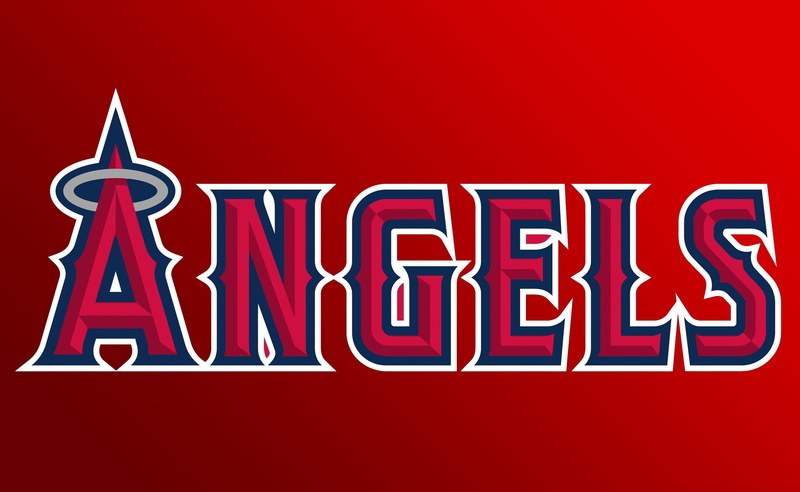 los, single word, Angels, close-up, western script, studio shot, business, sign, Logo, red, illuminated, neon, 2K, indoors, Angeles, Sports, red background