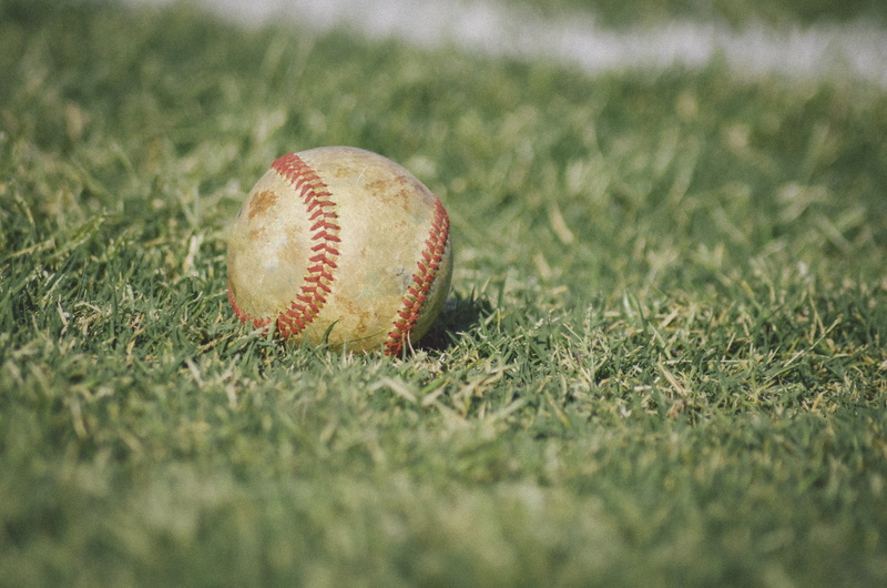 red, green color, worn baseball, team sport, baseball, plant, 4K, americana, softball, sport, sphere, playing field, still life, selective focus