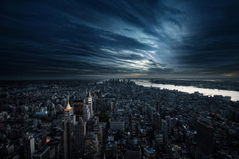 york, travel destinations, built structure, building, building exterior, view, crowd, New York City, aerial view, city, 720P, dark, aerial, cloud - sky