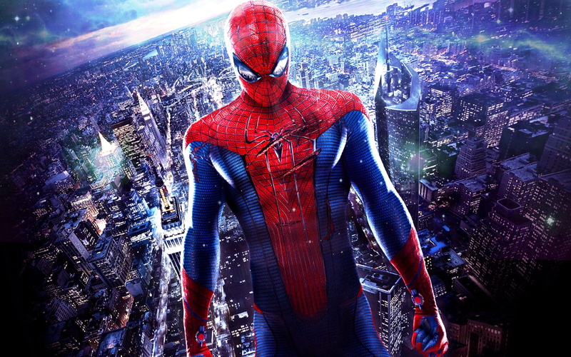 city, men, illuminated, standing, spiderman beautiful backgrounds desktop, clothing, front view, red, working, night, occupation, adult, communication