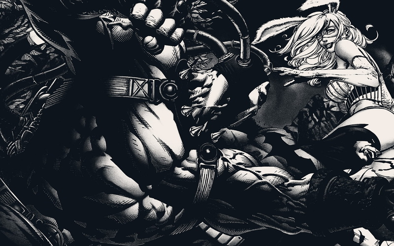 bw, 720P, batman, bane, dc, hd, cartoon/comic