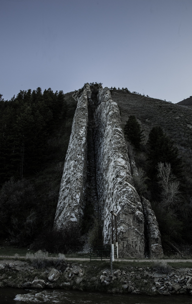 tranquility, tree, land, solid, utah, scenics - nature, clear sky, pine trees, rock, devils slide, water, history, low angle view, plant, abies, beauty in nature