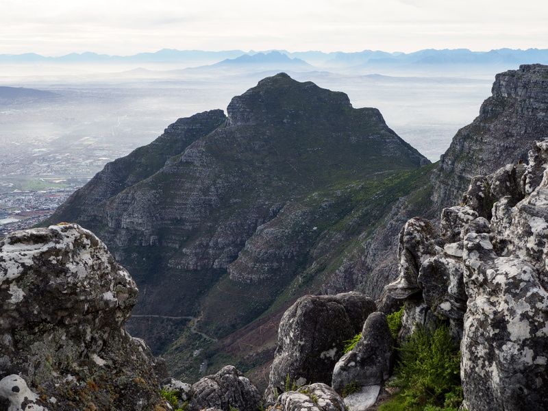 rock - object, beauty in nature, landscape, green, beautiful, mountain range, rock, panorama, mountains, non-urban scene, environment, formation, south africa