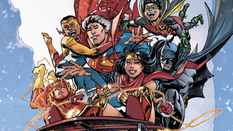 Justice League, Batman, Wonder Woman, Superman, Kid Flash, Comics, Robin (DC Comics), 1080P, Christmas, Flash, DC Comics
