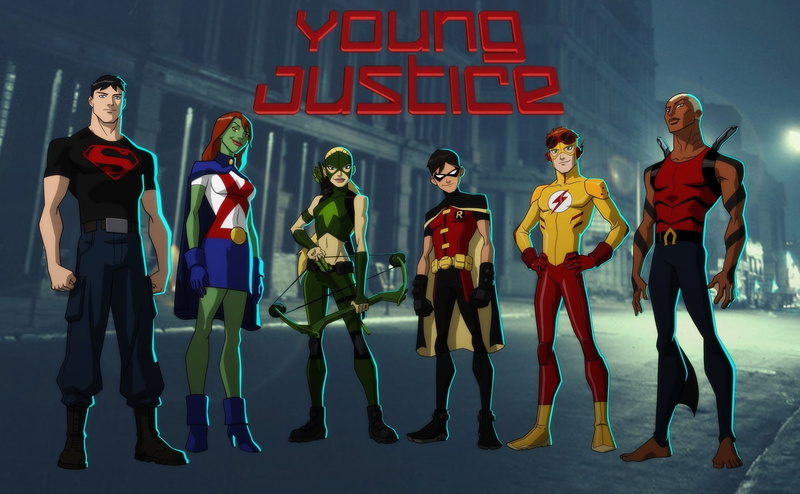 Aquaman, Aqualad (DC Comics), Bow, Boy, 1080P, High Heels, Weapon, Girl, Cape, Young Justice, Boots, Superboy, Smile, Skirt, Arrowette (DC Comics), Kid Flash