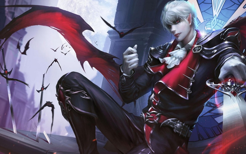 Vampire, wings, man, bat, red, game, fantasy, black, 720P